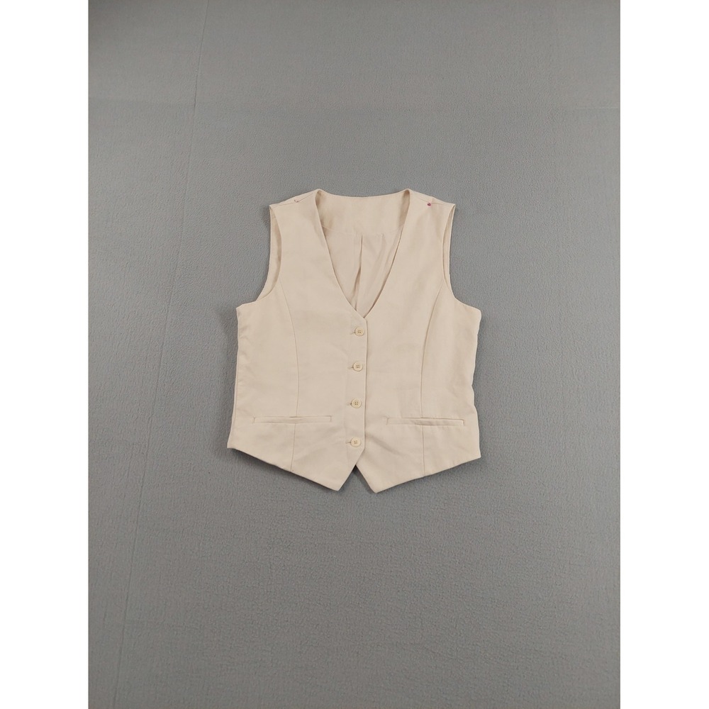 Saigon 3 Garment Joint Stock Company Women Vest Cream V Neck Button Front Office